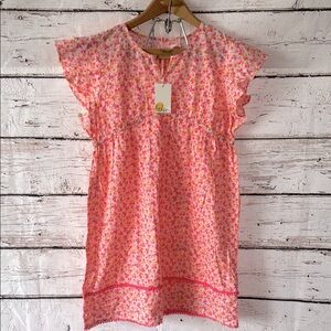 NWT Boden Girls' Pink Floral Dress Size 12 Bright Pink Floral Print